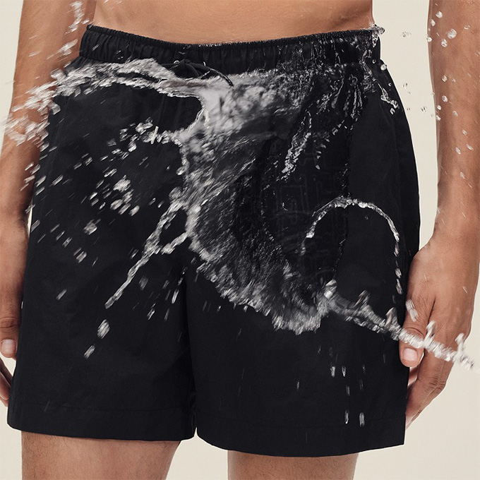 hermes solid color drawstring casual swim shorts